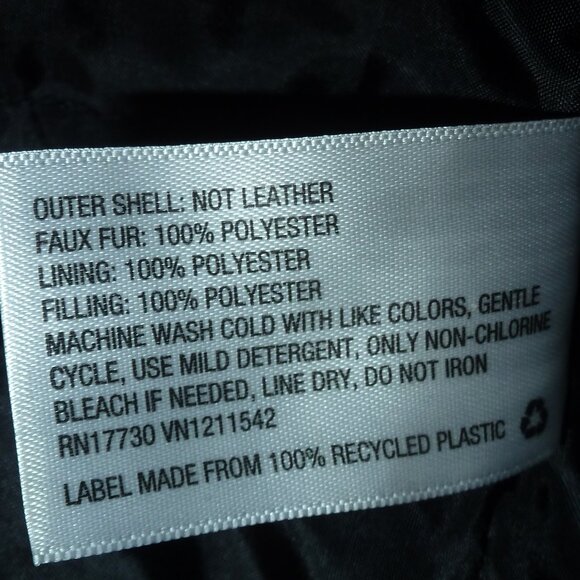 Stylish Full zip  Black Faux Leather Moto Jacket Size Med - Picture 11 of 12